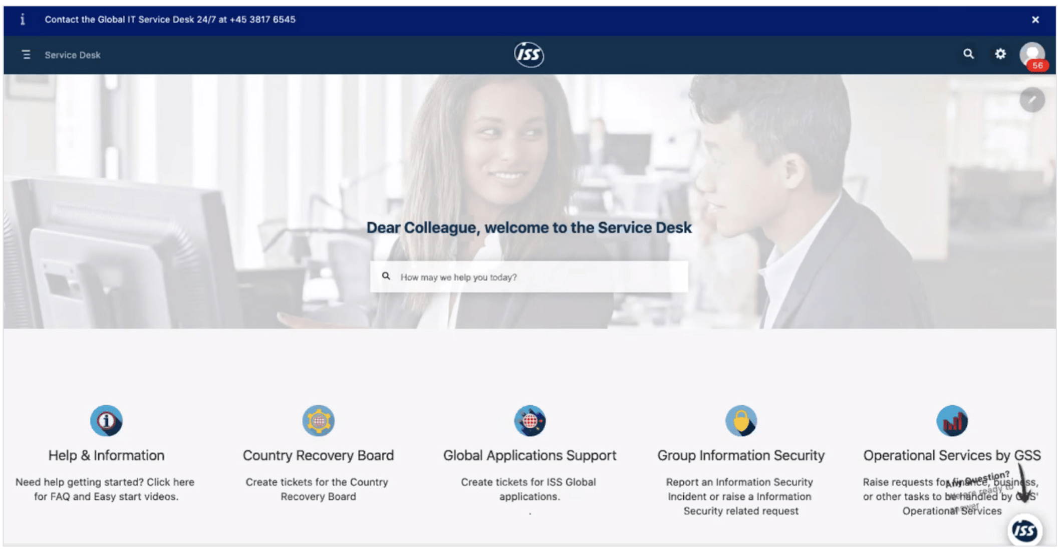 ISS' Jira Service Management portal, tilpasset gennem Refined for Jira Service Management